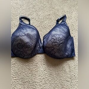 Cacique Modern Lace Covered Blue Navy Floral Lace Underwire Bra 44G